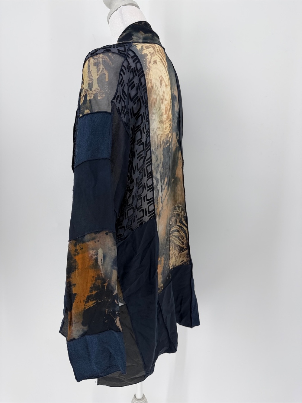 Vintage EGO 100% Silk Patchwork Art to‎ Wear Jacket Cardigan Lagenlook Boho - Picture 2 of 8